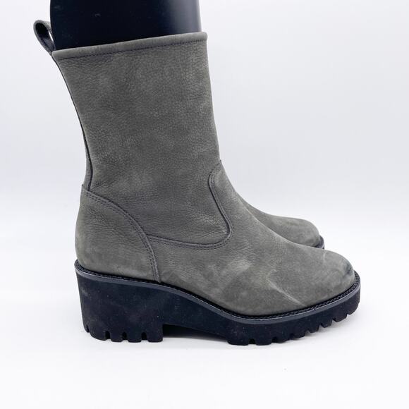 Paul Green Women's Newbury Suede Gray Leather Wedge Chunky Heeled Boots Size 7 - Picture 8 of 12